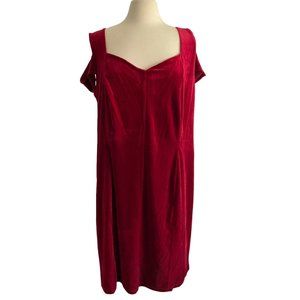 Alexa B Nites Burgundy Red Cold Shoulder Formal Velvet Dress Plus Size 20W NWT